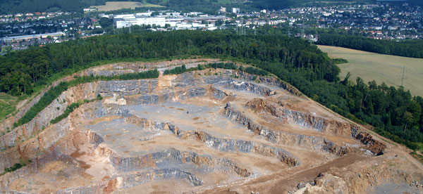 Luftbild des Steinbruchs